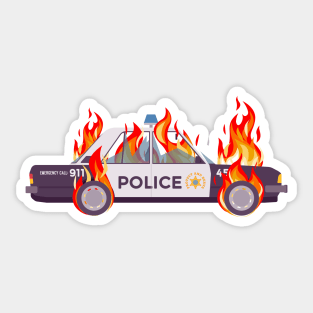 Flaming Cop Car Sticker